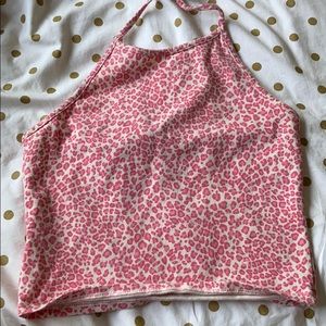 Pink cheeta brandy tie shirt